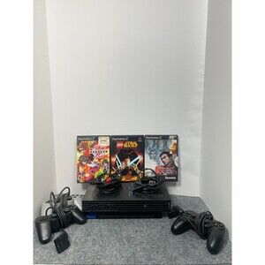 PS2 Console Fat Playstation 2 System W/ 3 Controller + 3 games + All Cables work